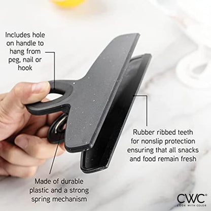 COOK WITH COLOR Set of Eight Large Heavy Duty Bag Clips, 5" Chip Bag Clips for Food Storage with Air Tight Seal