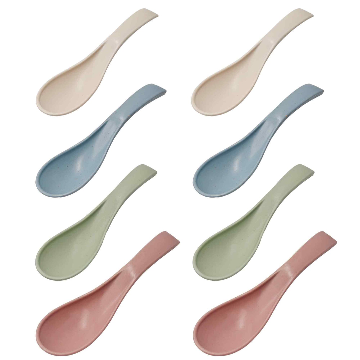 bociloy 8PCS 5.9 Inch Wheat Straw Soup Spoons, Colorful Unbreakable Plastic Meal Dinner Soup Spoons, Portable Lightweight Cereal Spoon for Family Kitchen, Microwave Dishwasher Safe