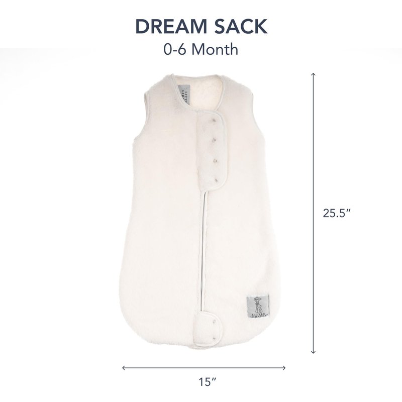 Little Giraffe Chenille Dream Sack, Cream - 1 TOG Sleep Sack 0-6 Months with Double-Zipper Design for Easy Diaper Changes - Ultra-Soft Baby Wearable Blanket with Chin and Zipper Guards