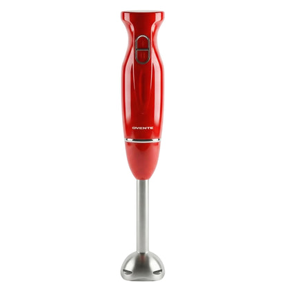 OVENTE Immersion Hand Blender, 300W Electric Handheld Stick Mixer with 2 Mixing Speeds and Stainless Steel Blades for Smoothies, Purees & Baby Food, Red HS560R