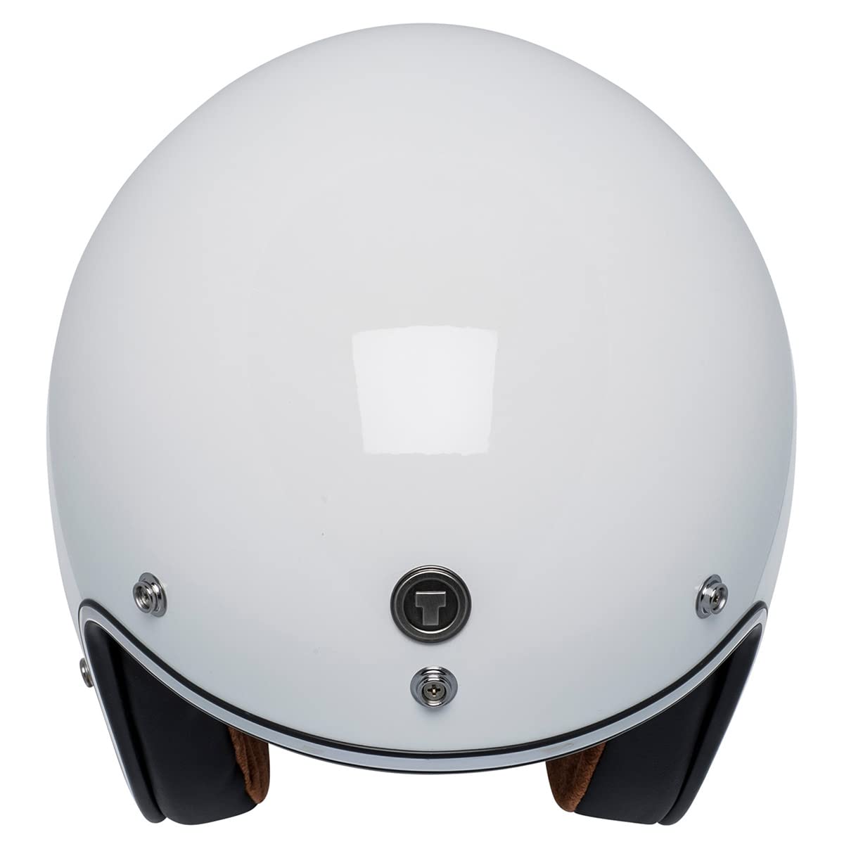 TORC Unisex-adult open-face-helmet-style T-50 3/4 Retro Motorcycle Helmet With Graphic Iso Bars (Gloss White,Large),1 Pack