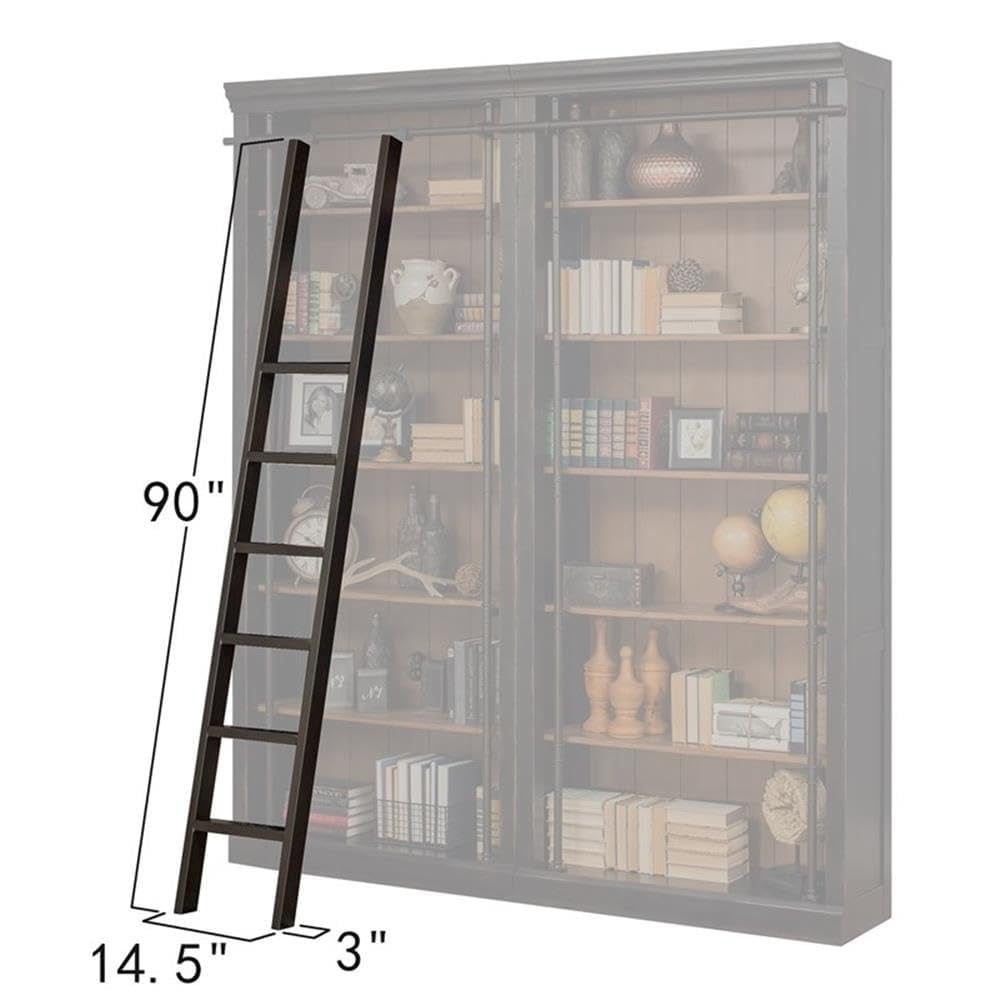 Starlight Toulouse Metal Rolling Ladder, 90" H, 8-Foot Tall Bookcase Companion, Finished on All Sides, Durable Construction, Black
