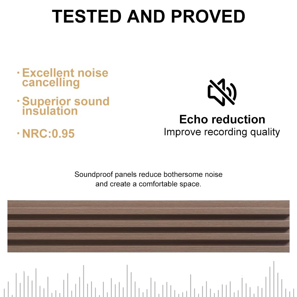 NovaGrid Board 4PCS Acoustic Wood Slat Wall Panels for Wall Decor and Ceiling 3D Fluted Sound Absorbing Panel Soundproof with Wood Finish 108"×6" (Maple Light)