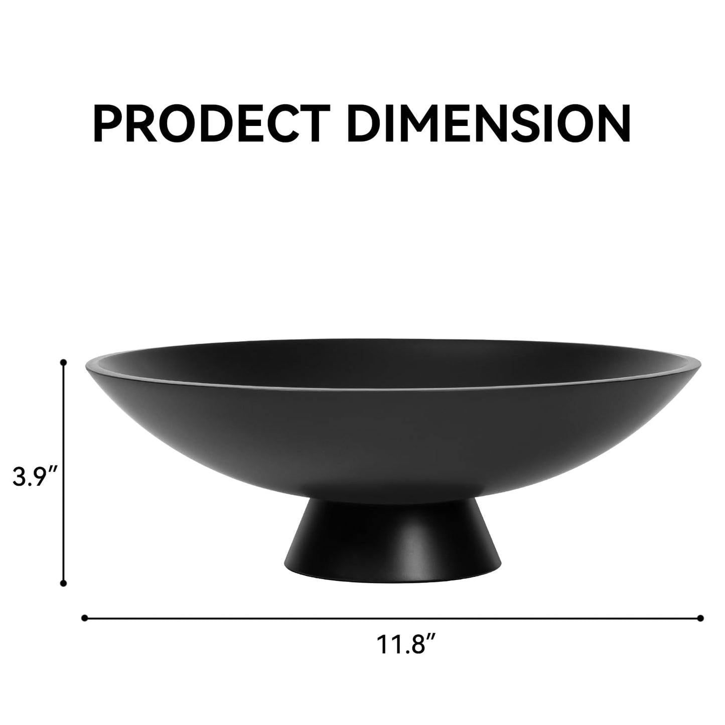 Decorative fruit bowl for Home Decor Large Modern Handicraft Key Bowl for Entryway Table Stylish Centerpiece Purse Bowl Pedestal bowl for Kitchen Counter Coffee Table(Artificial Stone Black)