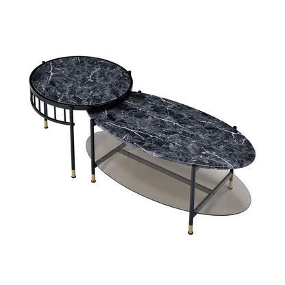 Acme Furniture 2 Piece Oval Nesting Coffee Table, Black
