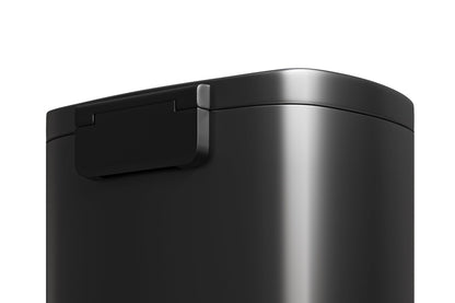 Garvee 13 gal / 50 L Metal Kitchen Trash Can with Lid, Large Rustproof Garbage Can for Kitchen, Step-on Trash Bin with Inner Bucket, Rear Handle, Soft Close Lid, Black