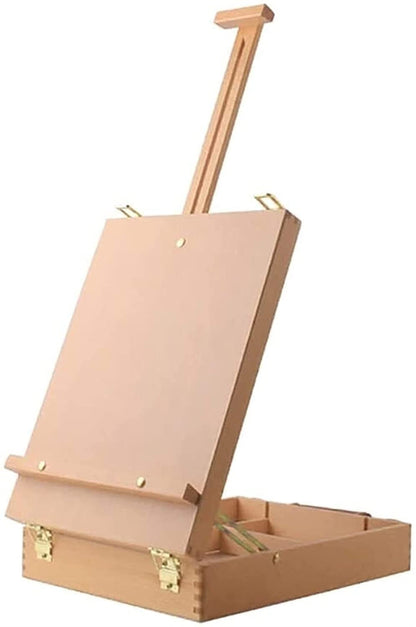 Wooden Table Box Easel,Artist Easel,Wood Table Sketching Box, Portable Desktop Storage Table for Artist Display Painting