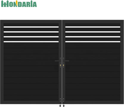 Mondaria Aluminum Double Fence Gate, 6FT H x 10FT W Outdoor Driveway Privacy Gate with Heavy Duty Metal Frame, Rustproof Powder-Coated Gate with Lockable Handle Kit, Semi-Privacy (Posts Not Included)