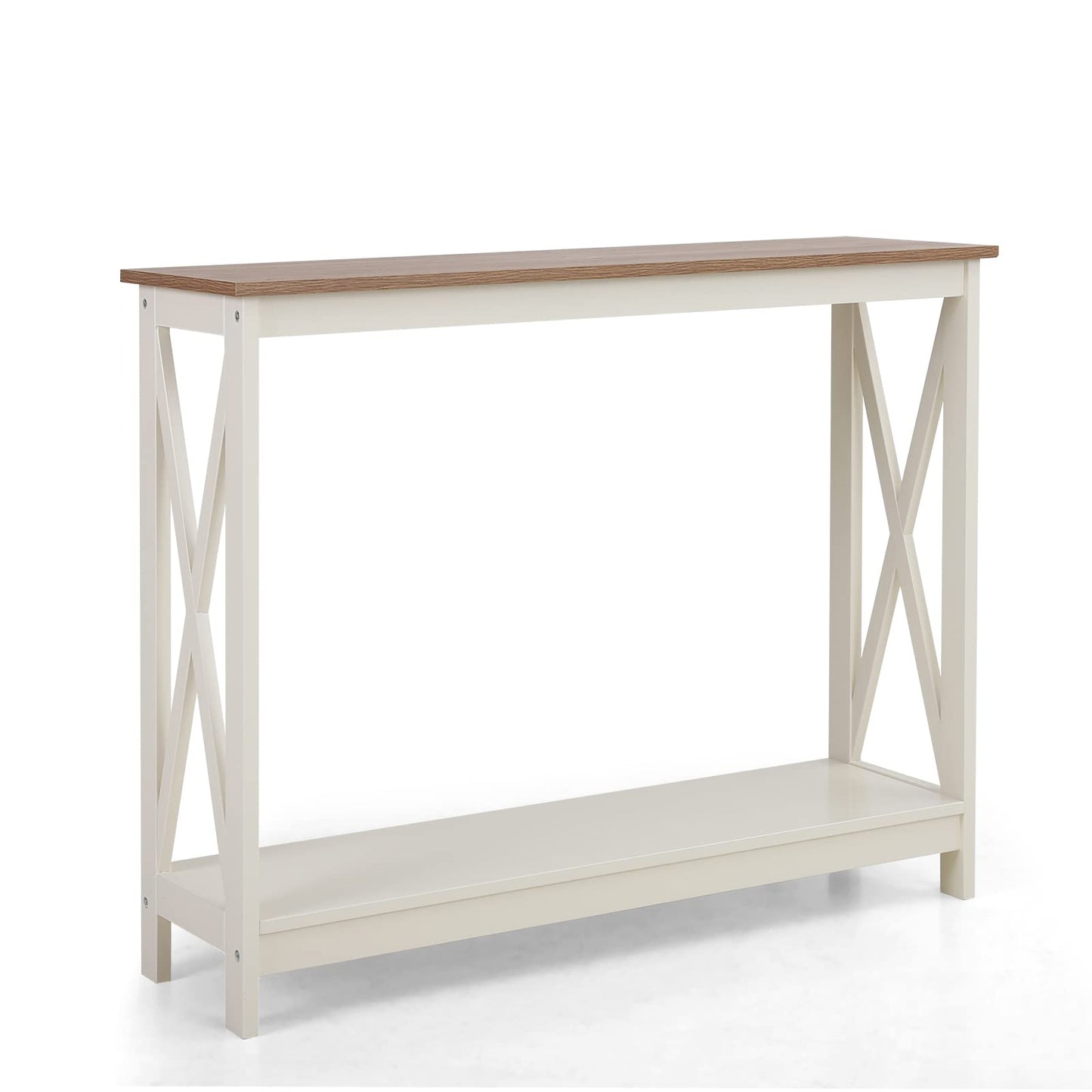 PHI VILLA White Entryway Table, Farmhouse Console Table Narrow Sofa Table Hallway, Ivory Skinny Entry Table