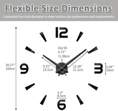 Mintime Large DIY Wall Clock, Battery Operated, Modern Decorative Clock for Living Room/Office