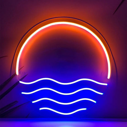 LED Decorative Lights USB Mountains Sunrise Sunset Led Neon Signs Home Decoration Wall Art Holiday Gift Brightness Adjustable 16.5''x11.8''