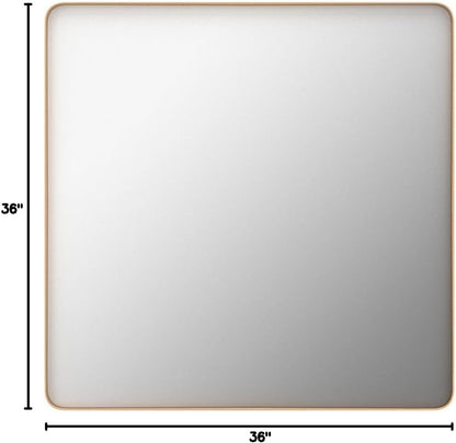 LOAAO Gold Bathroom Mirror - 36”X36” Rounded Rectangle Design | Anti-Rust Tempered Glass, Wall-Mounted