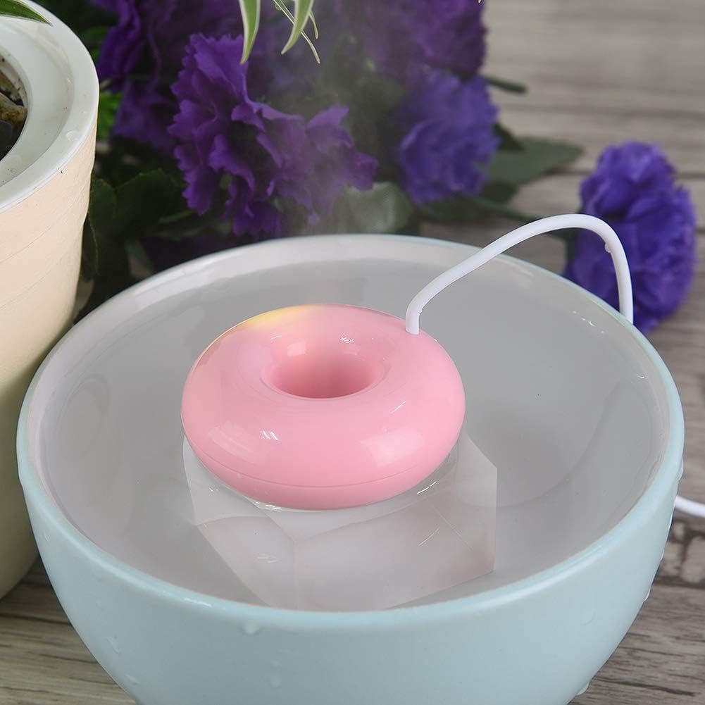 Mini Donut USB Humidifier, Portable Atomization Spray Humidifier for Home Office Car (Roseate)