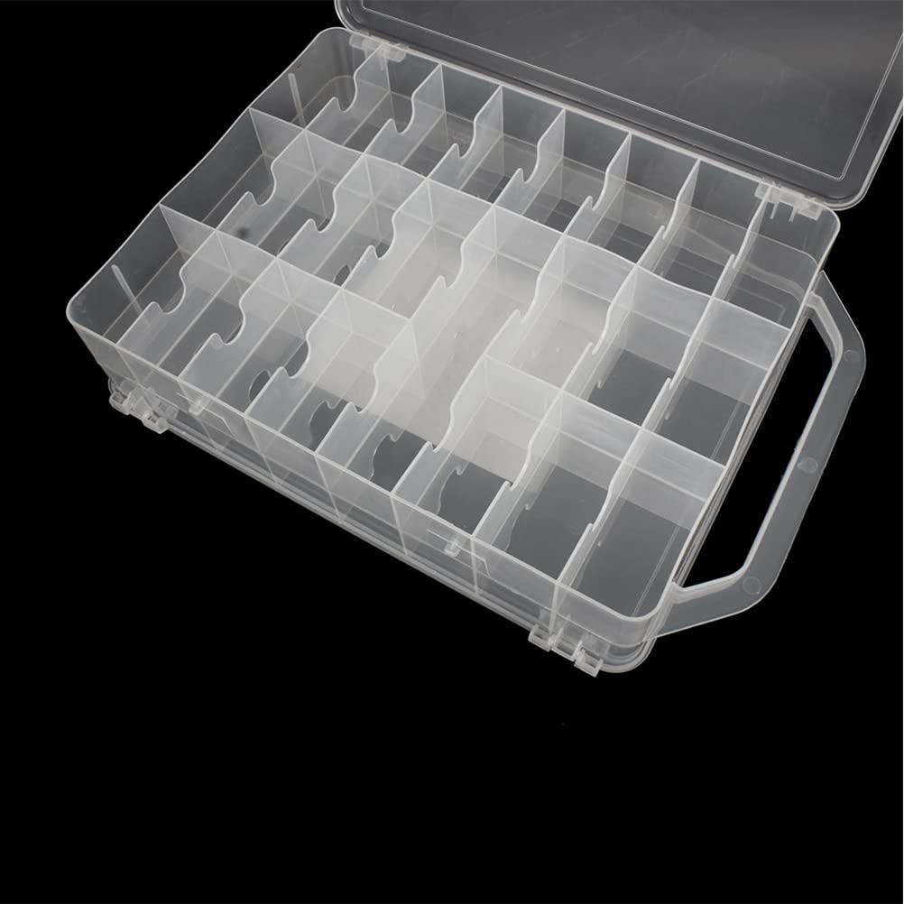 Chemlliy 46 Grids Sewing Organizer, Double Sided Thread Box Storage, Portable Clear Plastic Organizer Box for Embroidery and Sewing Threads, Embroidery Floss, Crafts, Small Toys (Clear)