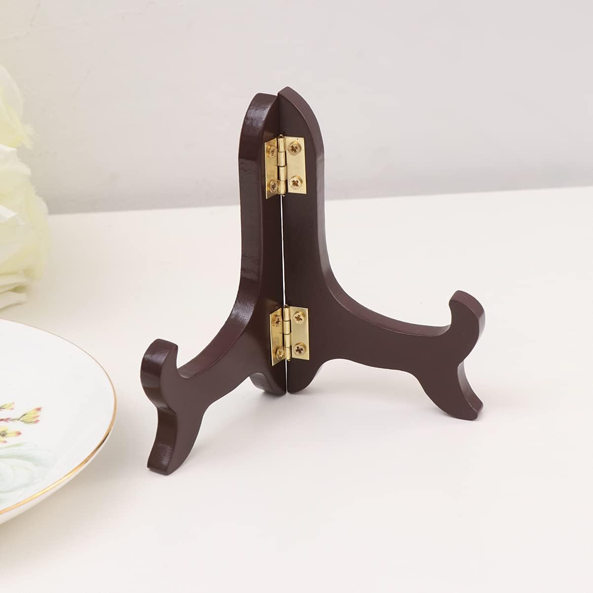 Small Easel Stand for Display, Wooden Plate Stands for Decorative Dish, Tabletop Bowl Display Stand