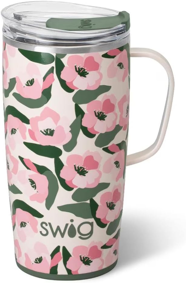 22oz 22 oz Swig Life Travel Mug, Insulated Tumbler with Handle and Lid, Travel Coffee Mug, Cup Holder Friendly