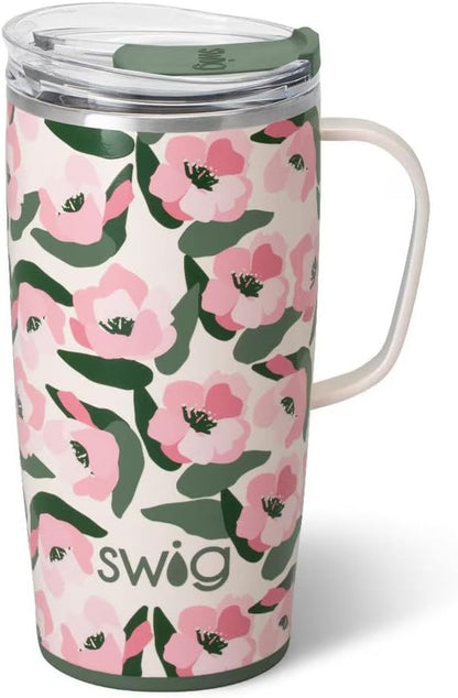 22oz 22 oz Swig Life Travel Mug, Insulated Tumbler with Handle and Lid, Travel Coffee Mug, Cup Holder Friendly