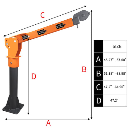 RUGCEL WINCH New 2200lb Folding Truck-Mounted Crane, with Electric Winch 5000 lb 12V, Painted Steel Pickup Truck Jib Cranes 360 Swivel