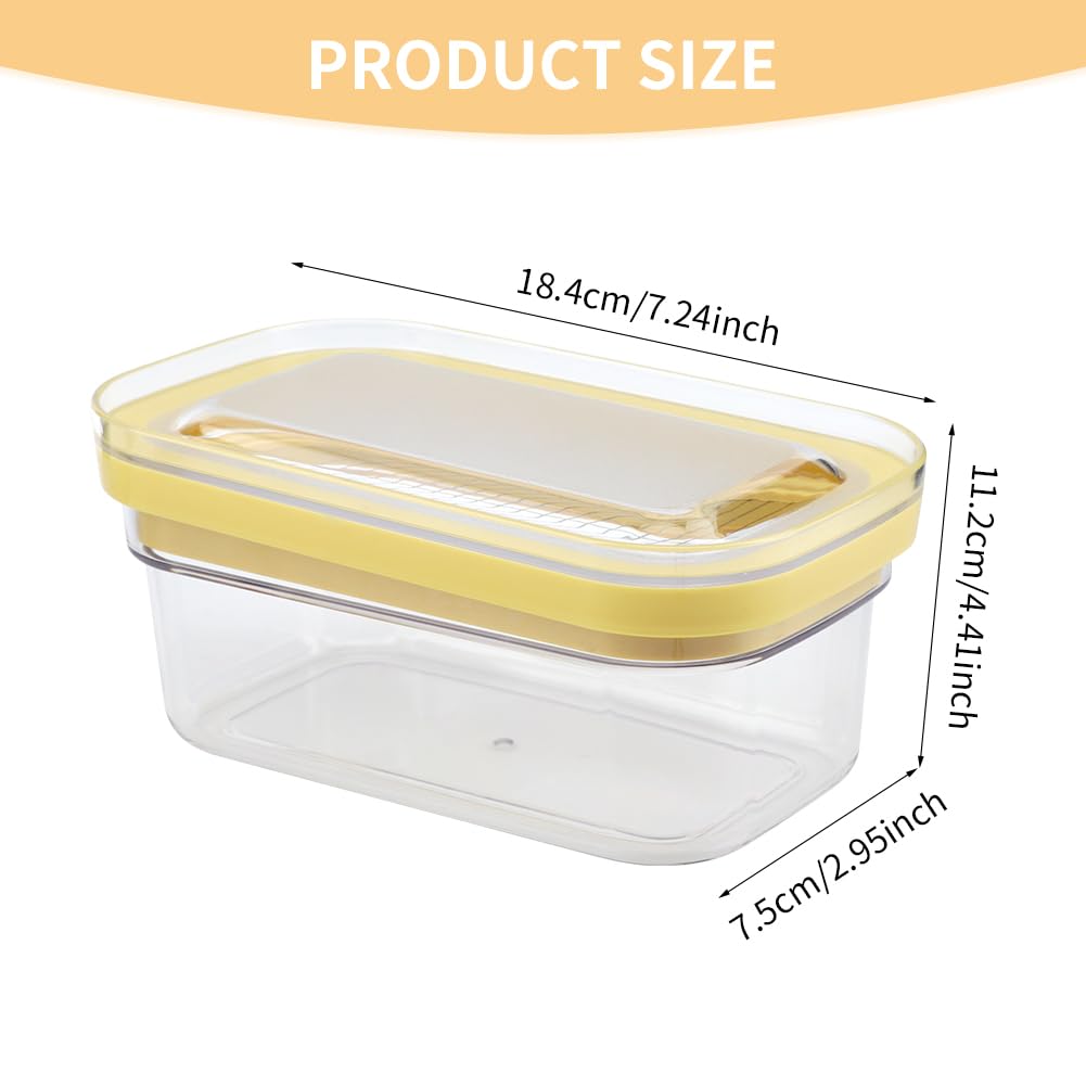 Airtight Butter Slicer Cutter, 2-in-1 Butter Slicer & Storage Container Dish with Lid for Fridge, Stainless Steel Cutting Grid Easy Cutting Two 4oz Sticks for Home Kitchens