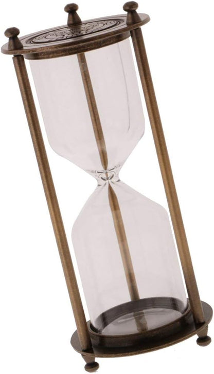 Retro Metal Sandglass Hourglass Sand Timer Without Sand for Home Office Decoration (Bronze - L)