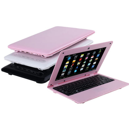 Goldengulf 2025 Version 10.1 Inch Portable 8GB Computer Laptop PC Quad Core Android 6.0 Mini Netbook Slim and Lightweight Notebook YouTube Player Flash (Pink)