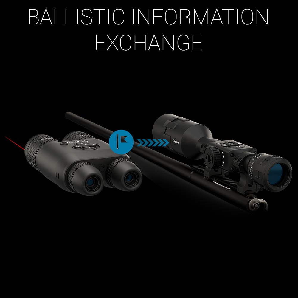 ATN Binox 4K 4-16X Smart Ultra HD Day/Night Hunting Binoculars w/Built-in Laser Rangefinder, Video Record, Wi-Fi, E-Compass, 16hrs+ Battery Power