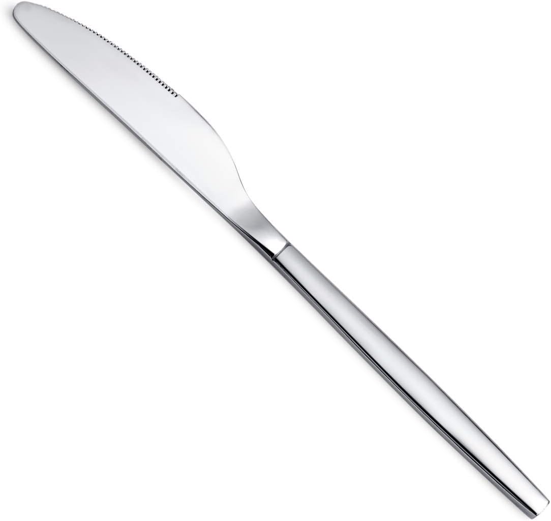 Berglander Dinner Knives Set of 6 - Stainless Steel Shiny Modern Butter Knife Table Knives, Dishwasher Safe