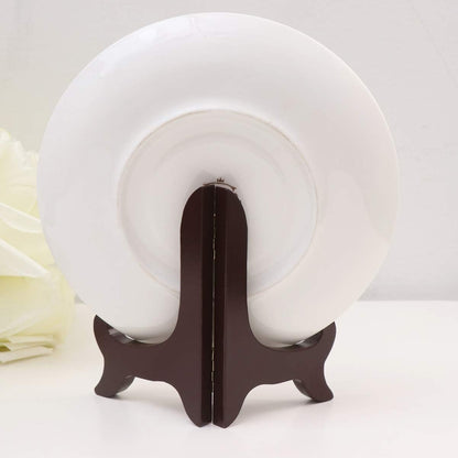 Small Easel Stand for Display, Wooden Plate Stands for Decorative Dish, Tabletop Bowl Display Stand
