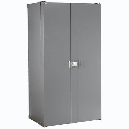 Global Industrial Deep Door Bin Cabinet, Includes 132 Blue Plastic Bins, Padlockable Steel Cabinet, 38" W x 24" D x 72" H, for Tool and Parts Storage, Assembly Required