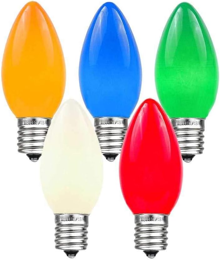 25 C9 Set Bulbs Foot Multi Ceramic Christmas String Light - Opaque - Roofline Light String - Green Wire
