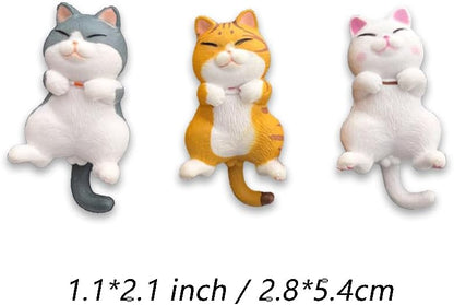 3 Pcs Fun Cat Fridge Magnets, Kroysea Cute Decorative Strong Magnets for Whiteboard, Kitchen, Office