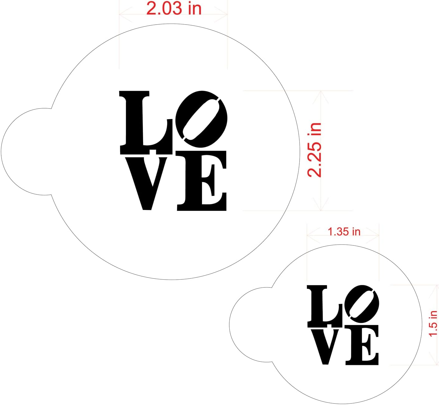 Designer Stencils LOVE Sculpture Cookie Stencil Set, Beige/Semi-Transparent