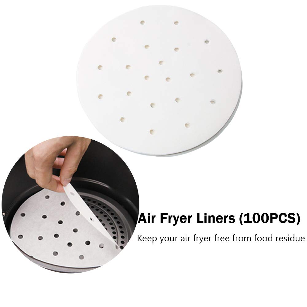 Air Fryer Accessories Set of 7 with 8 Inch Egg Bites Mold, Pizza Pan, Cake Barrel, Skewer Rack, Silicone Mat for 3.5Qt-5.8Qt Phillips Nuwave Gowise Gourmia Ninja Dash Air Fryer