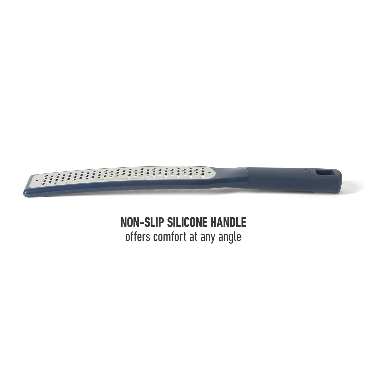 Calphalon Prime Stainless Steel Handheld Grater Lemon Zester W/Cover & Rubber Handle - Navy Blue