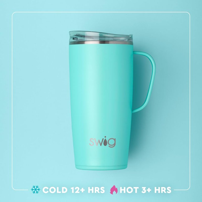 Swig Life 22oz Travel Mug, Insulated Tumbler with Handle and Lid, Travel Coffee Mug, Cup Holder Friendly, Stainless Steel 22 oz Tumbler, Reusable Insulated with Lid (Saturdays in Gainesville)