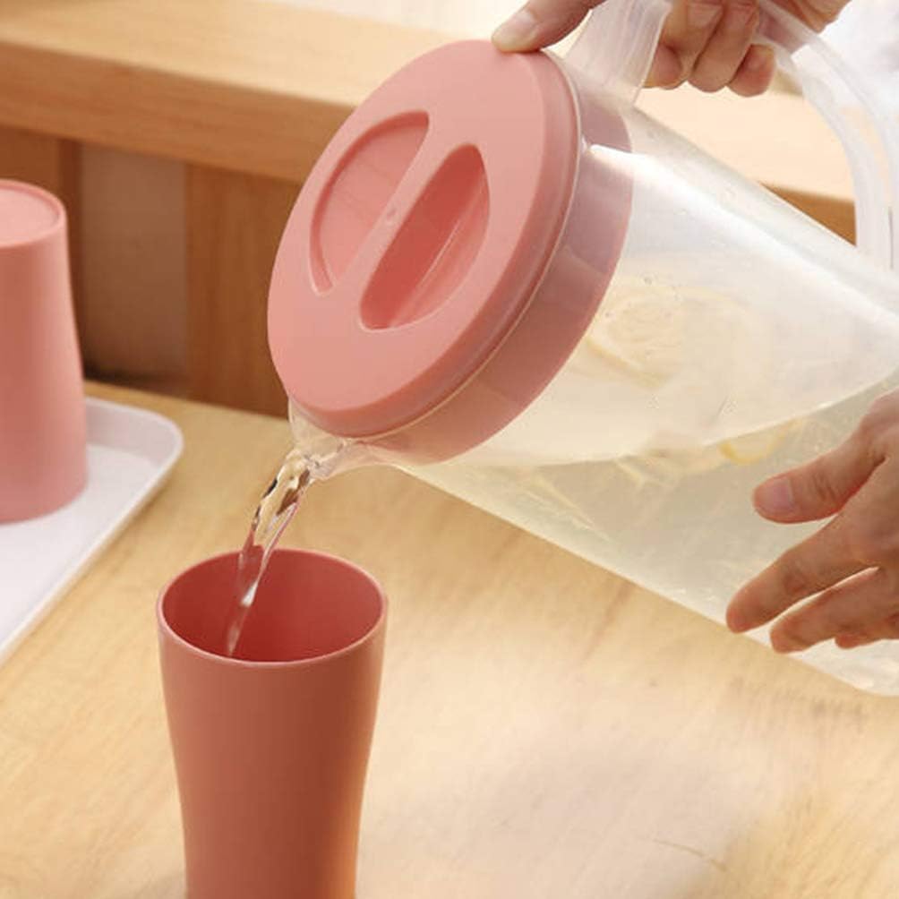 Hemoton 2600ML Plastic Pitcher with Lid, Clear Juice Pitcher for Fridge, Large Capacity Lemonade Water Jug