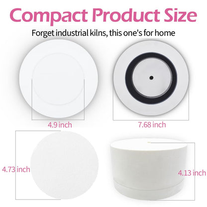 Alolti Microwave Kiln for Clay Pottery with 50 Pcs Kiln Paper, 7.7”Microwave Glass Kiln for Glass Fusing DIY, Mini Small Kiln Kits Jewelry Tools for Beginners at Home