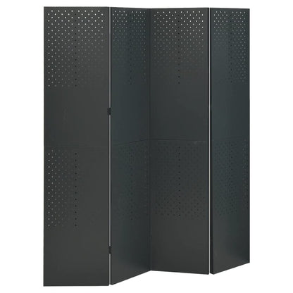 Outdoor/Indoor Room Divider, Room Screen Divider Wall Protection Privacy Furniture Indoor Bedroom, 4-Panel Room Divider Anthracite 63"x70.9" Steel