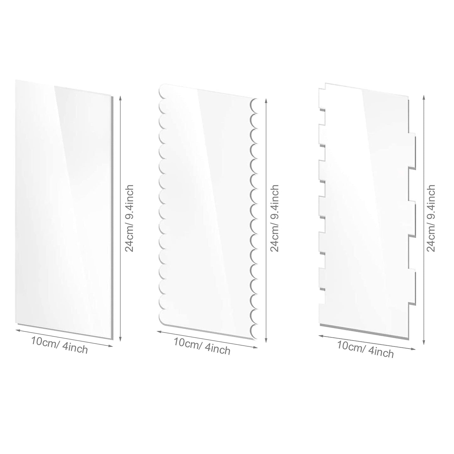 Woohome 6 PCS Acrylic Cake Scraper Decorating Transparent Cake Cream Scraper Clear Icing Comb Contour Decorating Set for Bread Pastry Cake Decorating Supplies DIY Kitchen Bakery Baking Tool