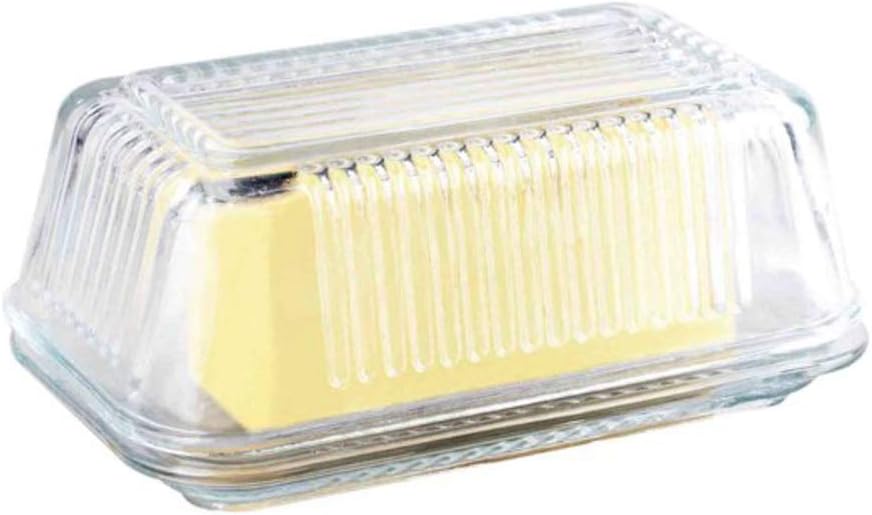 Tablecraft Ribbed Glass Butter Dish