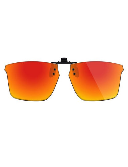 Fiskr Polarized Clip-On Sunglasses Flip Up Anti-Glare UV Protection Glasses for Oakley Litebeam OX8140 55mm - Compact Fit - Fire Red