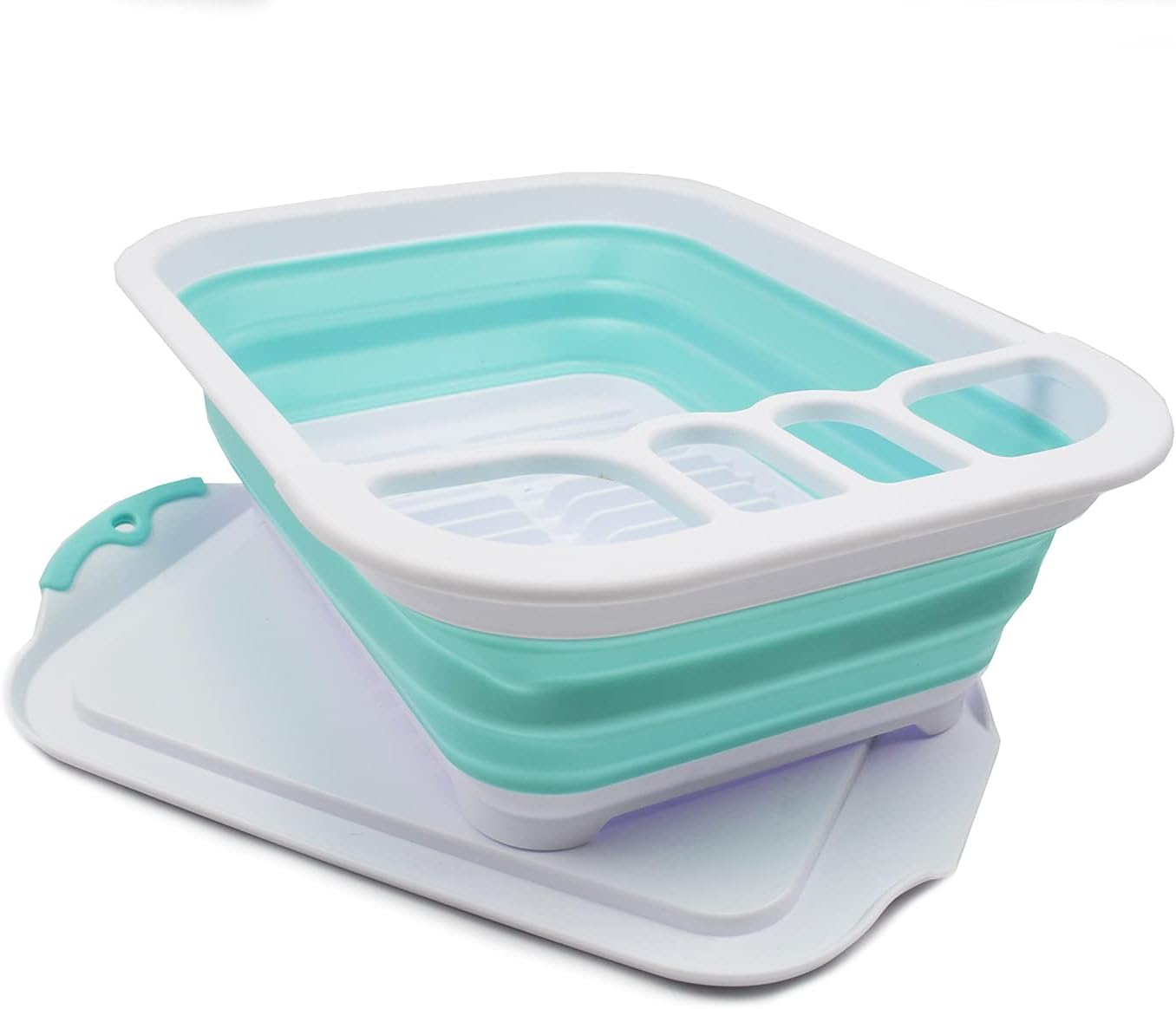 SAMMART 7.5L (2 Gallon) Collapsible Plastic Dish Drainer with Drainer Board, Foldable Drying Rack Set, Space Saving