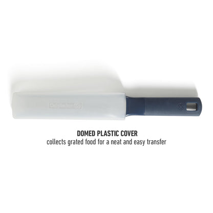 Calphalon Prime Stainless Steel Handheld Grater Lemon Zester W/Cover & Rubber Handle - Navy Blue