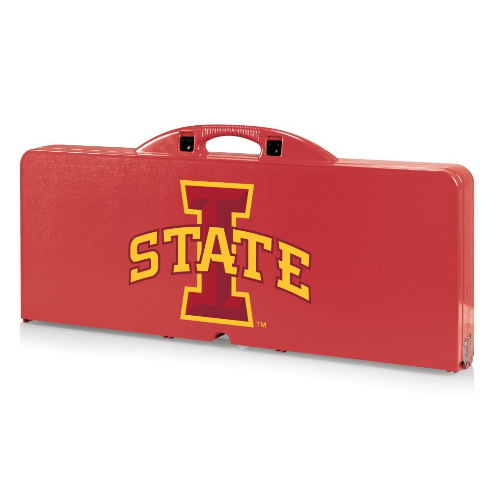 PICNIC TIME NCAA Iowa State Cyclones Folding Picnic Table - Camping Table - Outdoor Table with Umbrella Hole, (Red)