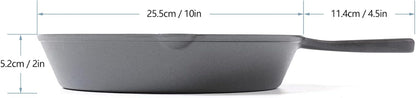 Cast Iron Skillet, 10 Inch Cast Iron Pan for Frying, Cooking, Baking on Induction, Electric, Gas, and Oven