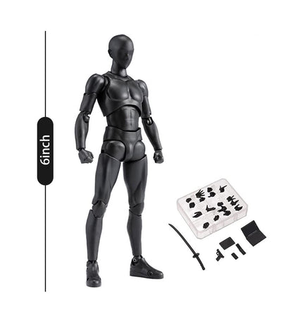 Haniforever Artists Manikin Art Mannequin Figures Supplies Drawing Tools,Small Drawing Figure Model for Sketching,Painting,Action Figure Set(Black,Male)