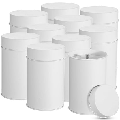 Zopeal 10 Pack Tea Tin Canister with Airtight Double Lids 16 oz Metal Round Tin Can Box with Lid Double Sealed Small Kitchen Container for Loose Tea Storage Coffee Sugar Candy Herbs and Spices