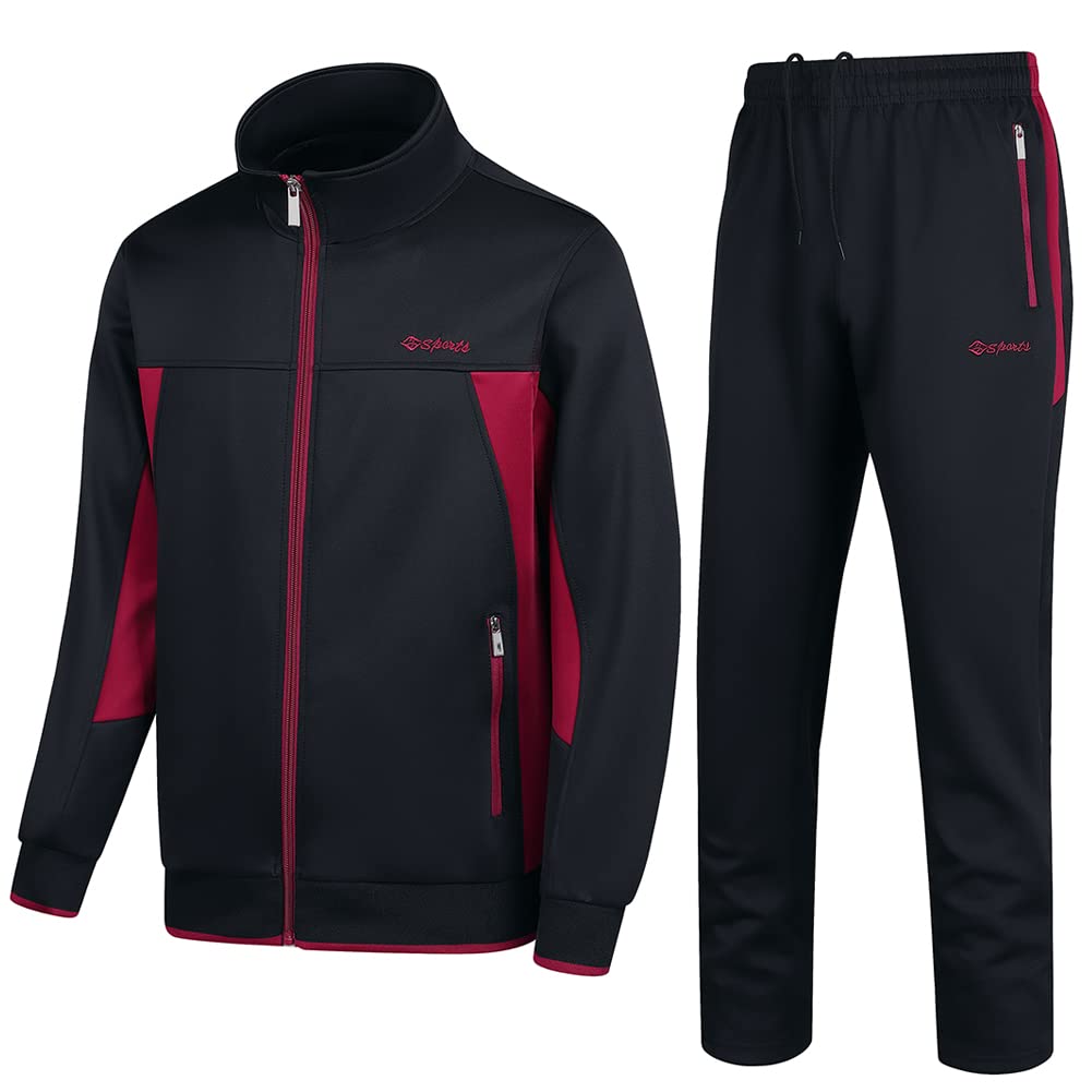 PUMPITU Men's Casual Athletic Tracksuit Long Sleeve Sweatsuit Set Full Zip Running Sports Jacket and Pants 2 Piece Outfits