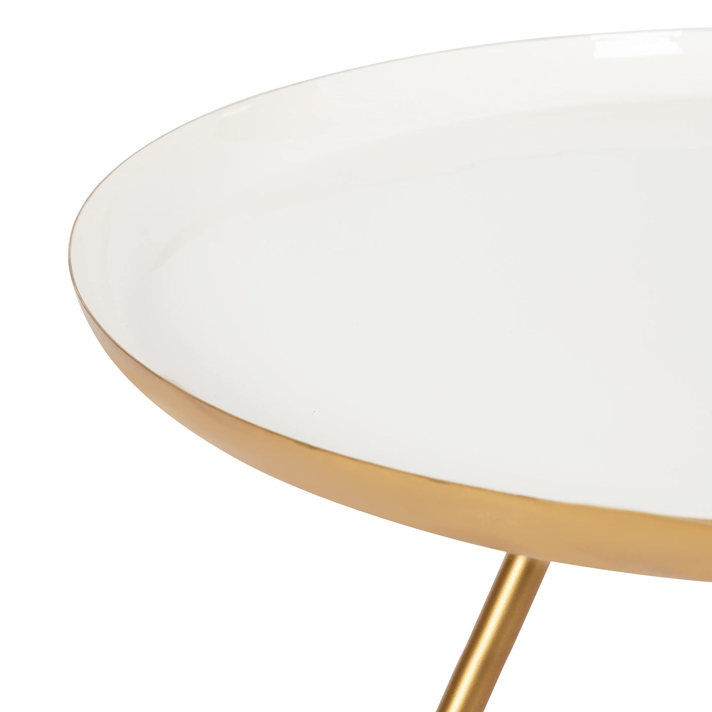 Kate and Laurel Laranya Modern Metal Coffee Table; 25 Inch Diameter; Gold and White; Decorative Round Coffee Table for Display and Storage