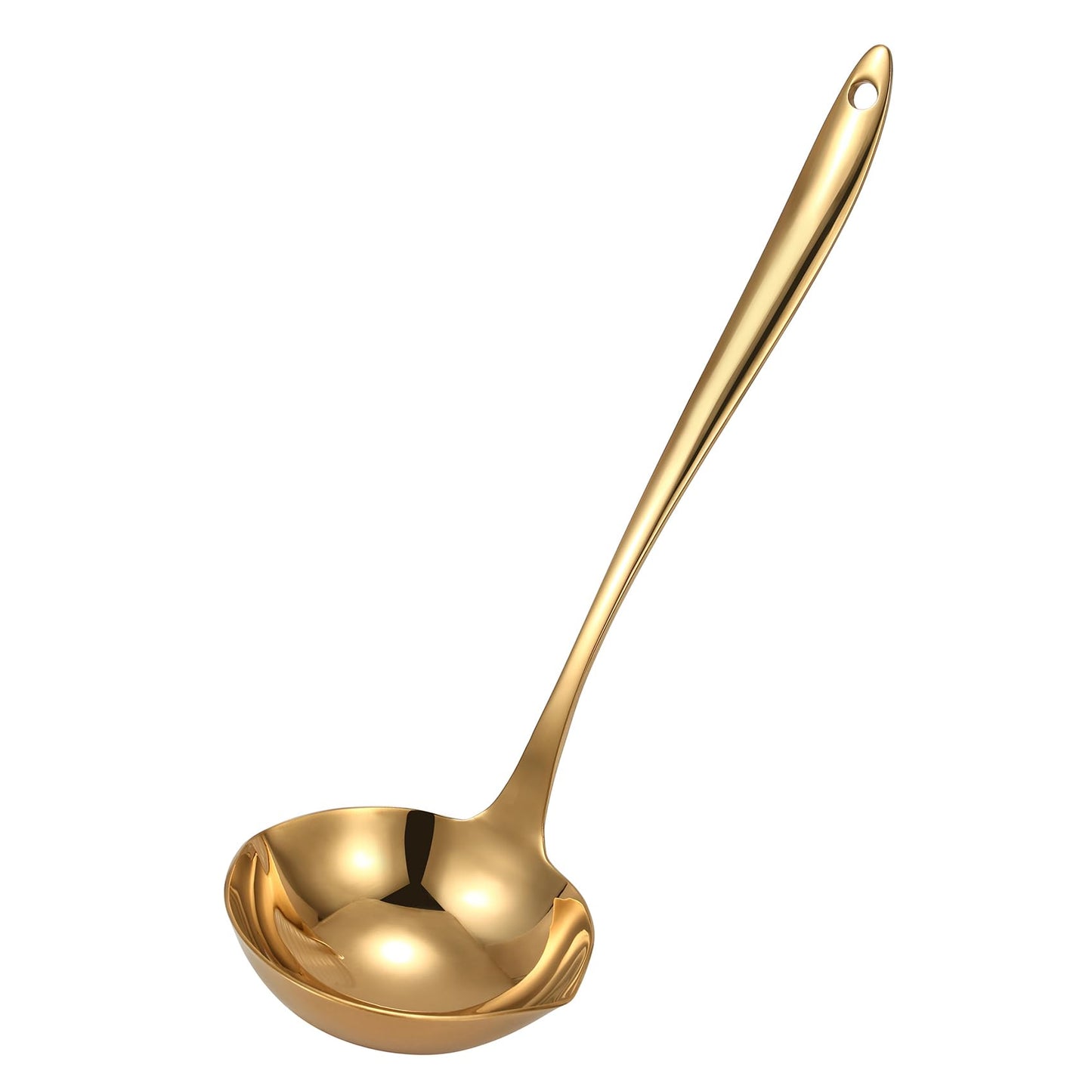 Mafier 4.Oz 18/10 Stainless Steel Kitchen Ladle Cooking Utensils with 11.8-Inch Handle,Heavy Duty Serving Large Soup Spoon,Dishwasher Safe(Gold)